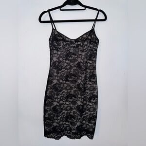 Wilfred Cream and Black Lace Overlay Slip Dress Size S
